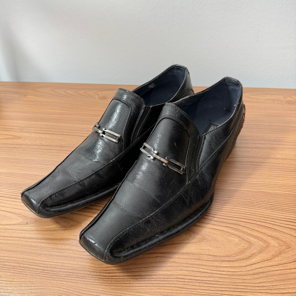 Alberto Fellini Loafers Mens 7.5 Black Wilson 02 Square Bit Slip On Dress Shoe
